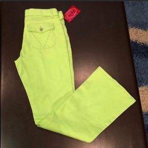 Milly Jeans Green Embroidered Flare Jean 11/12 NWT